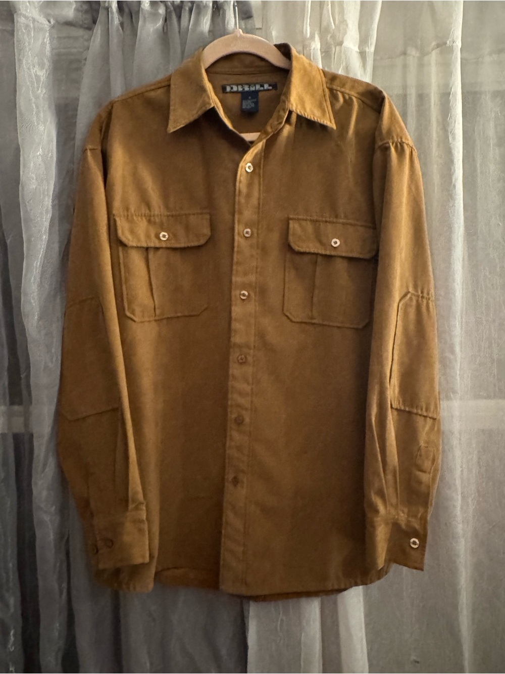 Men's Suade Shirt Jacket Camel Brown
